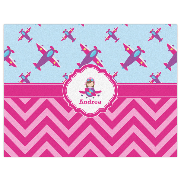 Airplane Theme - for Girls Indoor / Outdoor Rug - 6'x8' - Front Flat