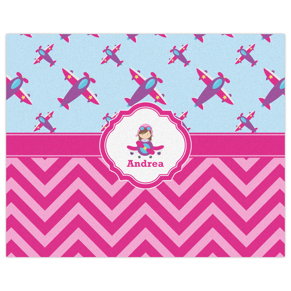 Airplane Theme - for Girls Indoor / Outdoor Rug - 8'x10' - Front Flat