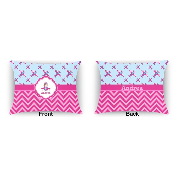 Airplane Theme - for Girls  Indoor Rectangular Burlap Pillow (Front and Back)