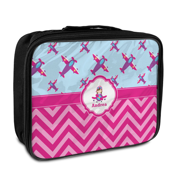 Custom Airplane Theme - for Girls Insulated Lunch Bag (Personalized)