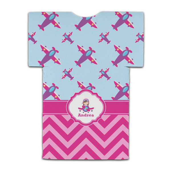 Airplane Theme - for Girls Jersey Bottle Cooler - BACK (flat)