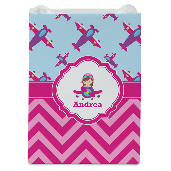Airplane Theme - for Girls Jewelry Gift Bag - Gloss - Front