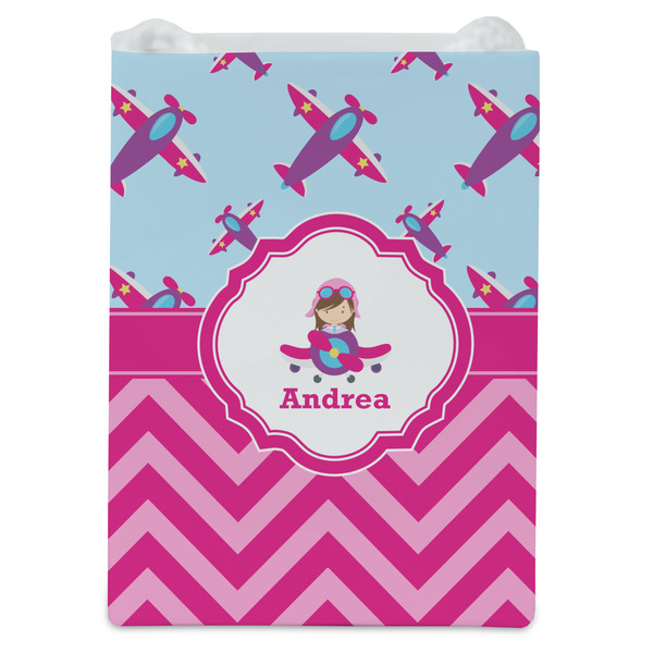 Airplane Theme - for Girls Jewelry Gift Bag - Matte - Front