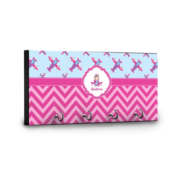 Airplane Theme - for Girls Key Hanger - Front View with Hooks