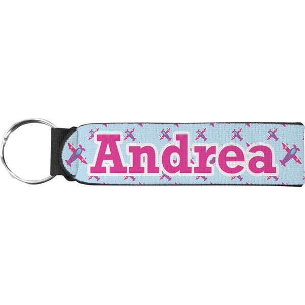 Custom Airplane Theme - for Girls Neoprene Keychain Fob (Personalized)