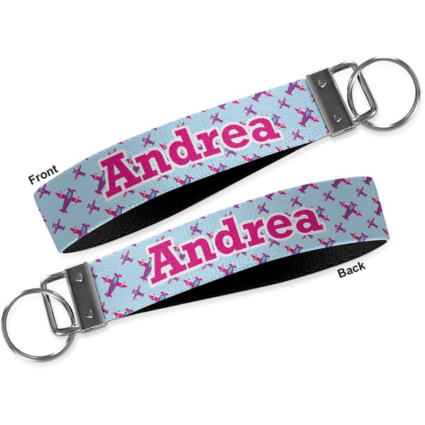 Airplane Theme - for Girls Key-chain - Metal and Nylon - Front and Back