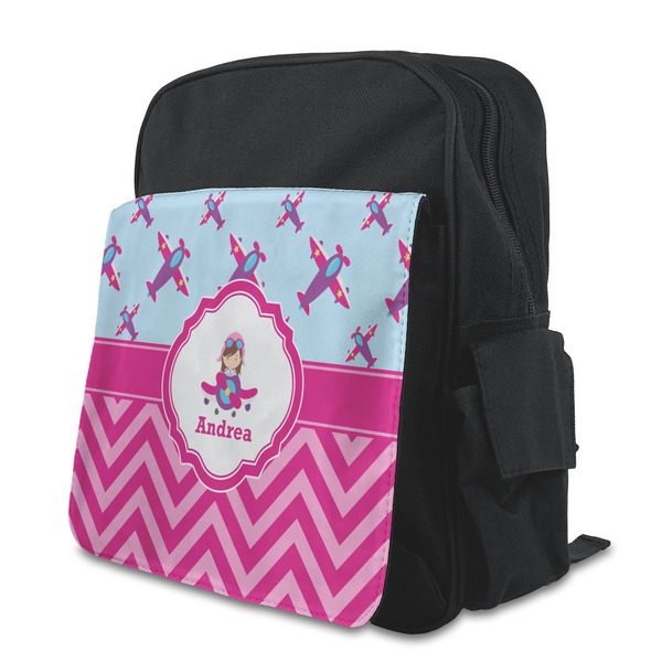 Custom Airplane Theme - for Girls Preschool Backpack (Personalized)