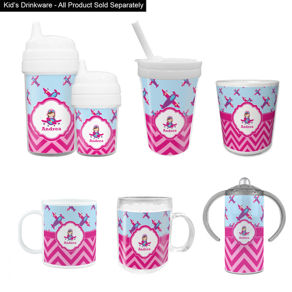 Airplane Theme - for Girls Kid's Drinkware - Customized & Personalized