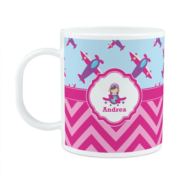 Custom Airplane Theme - for Girls Plastic Kids Mug (Personalized)