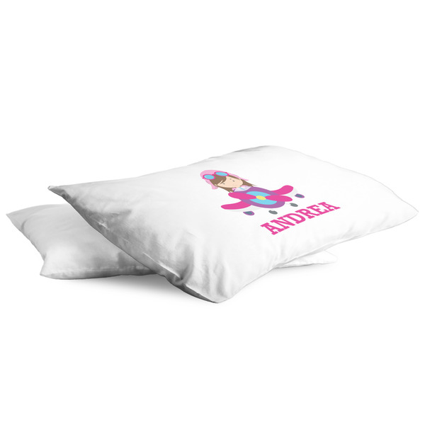 Airplane Theme - for Girls King Pillow Case - TWO (partial print)