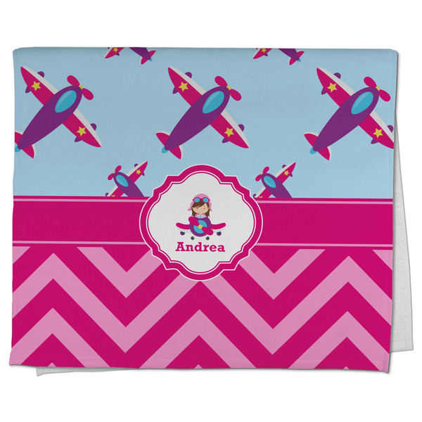 Custom Airplane Theme - for Girls Kitchen Towel - Poly Cotton w/ Name or Text