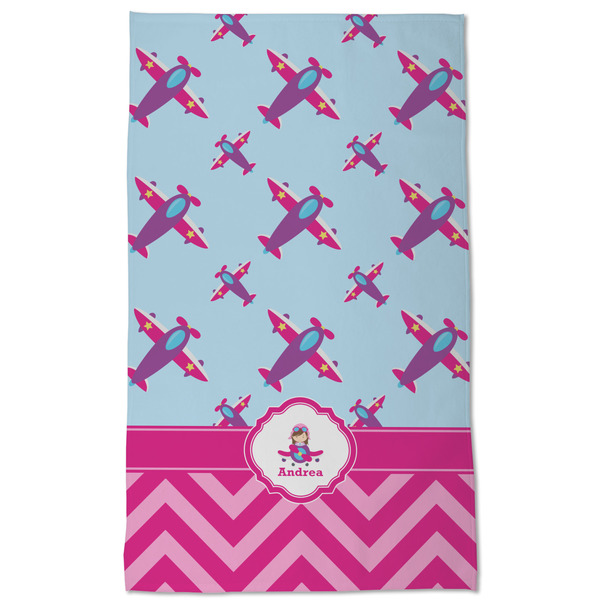 Airplane Theme - for Girls Kitchen Towel - Poly Cotton - Full Front