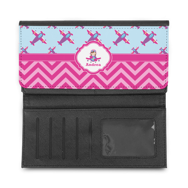 Airplane Theme - for Girls Ladies Wallet - Half Way Open