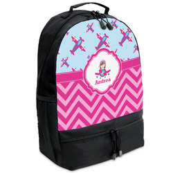Airplane Theme - for Girls Backpacks - Black (Personalized)