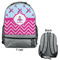 Airplane Theme - for Girls Large Backpack - Gray - Front & Back View
