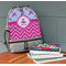 Airplane Theme - for Girls Large Backpack - Gray - On Desk