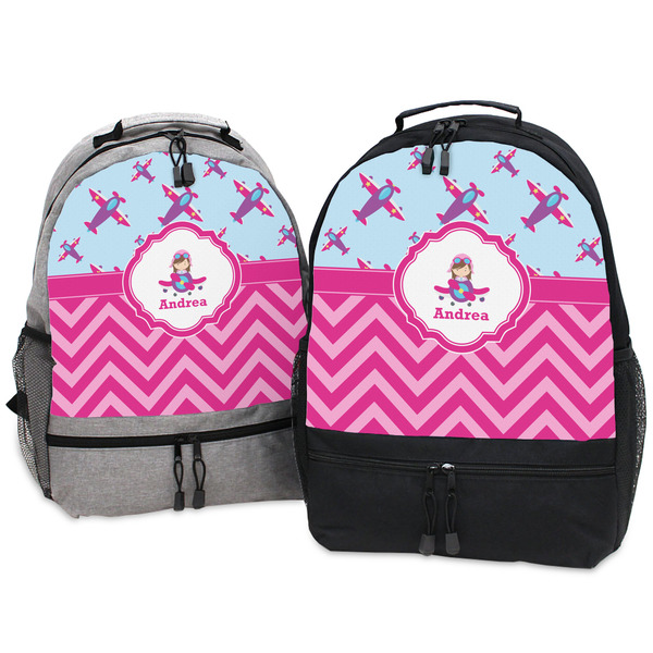 Airplane Theme - for Girls Large Backpacks - Both