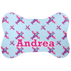 Airplane Theme - for Girls Bone Shaped Dog Food Mat (Personalized)