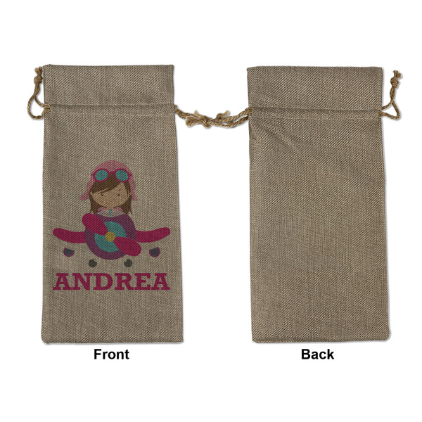 Airplane Theme - for Girls Large Burlap Gift Bags - Front Approval