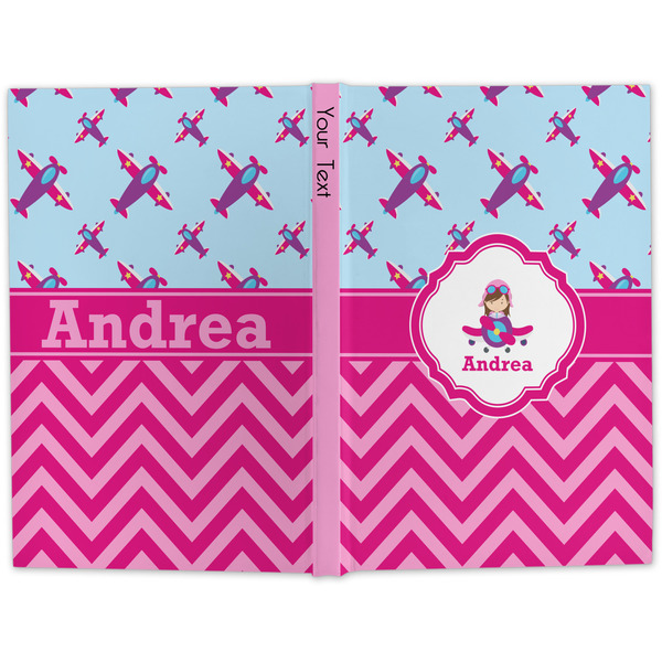 Airplane Theme - for Girls Large Hard Cover Journal - Apvl