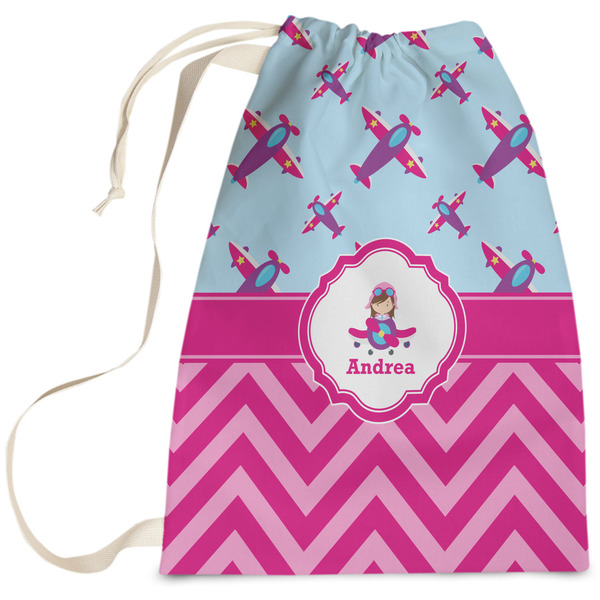 Custom Airplane Theme - for Girls Laundry Bag - Large (Personalized)