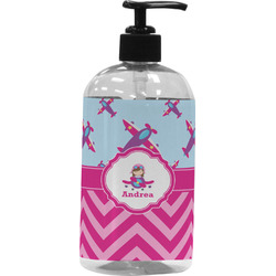 Airplane Theme - for Girls Plastic Soap / Lotion Dispenser (Personalized)