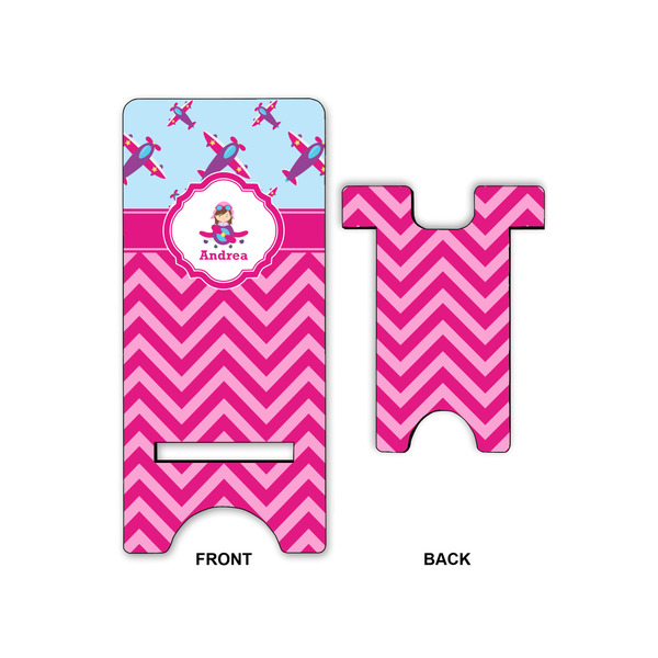 Airplane Theme - for Girls Large Phone Stand - Front & Back