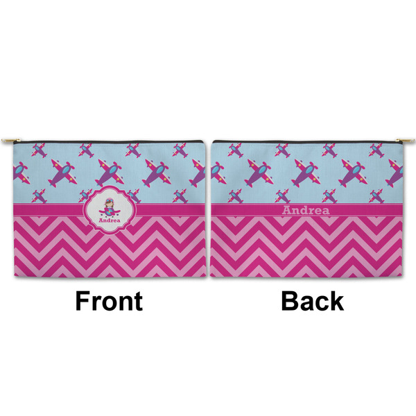 Airplane Theme - for Girls Large Zipper Pouch Approval (Front and Back)