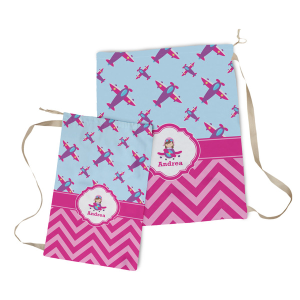 Airplane Theme - for Girls Laundry Bag - Both Bags