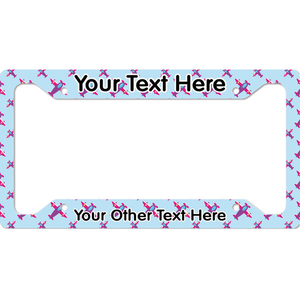 Custom Airplane Theme - for Girls License Plate Frame - Style A (Personalized)