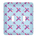 Airplane Theme - for Girls Light Switch Cover (2 Toggle Plate)