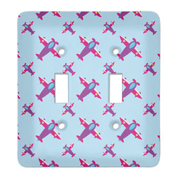 Airplane Theme - for Girls Light Switch Cover (2 Toggle Plate)