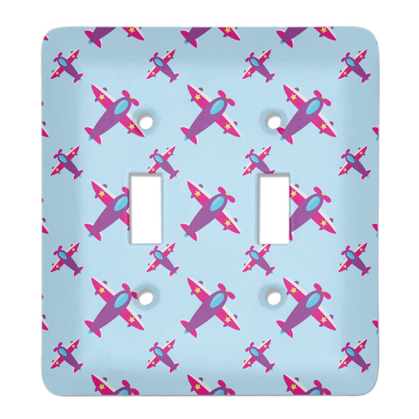 Custom Airplane Theme - for Girls Light Switch Cover (2 Toggle Plate)