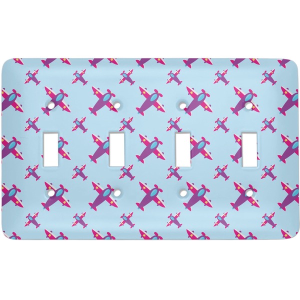 Custom Airplane Theme - for Girls Light Switch Cover (4 Toggle Plate)