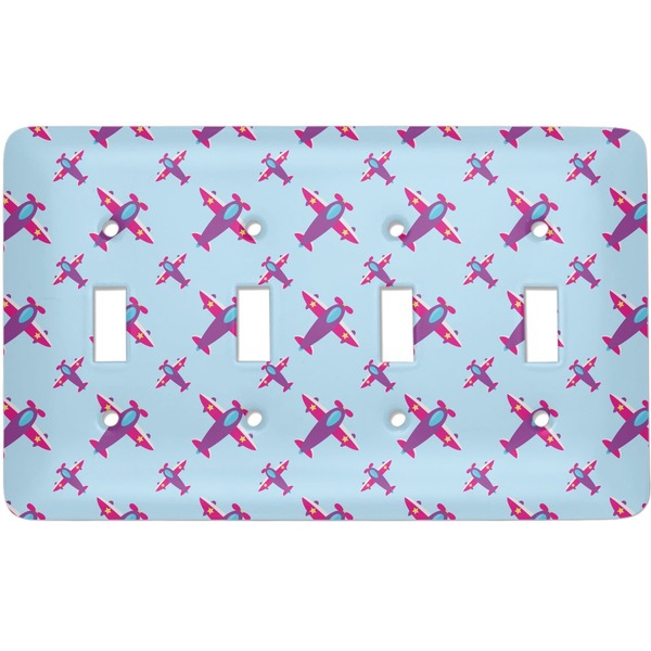Custom Airplane Theme - for Girls Light Switch Cover (4 Toggle Plate)
