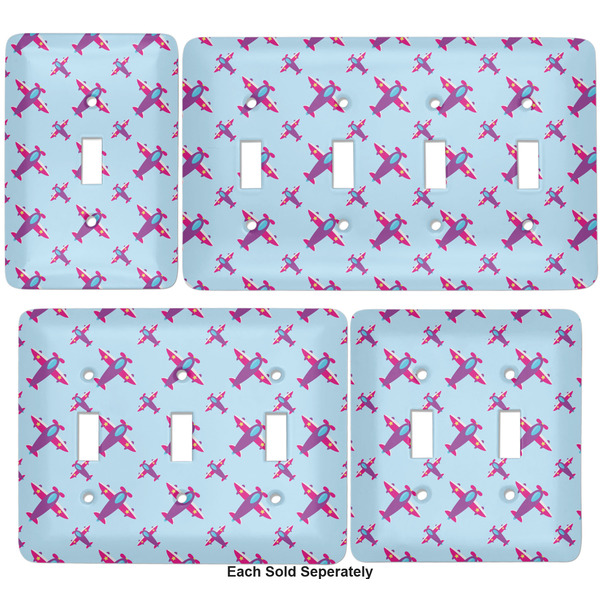 Airplane Theme - for Girls Light Switch Covers all sizes