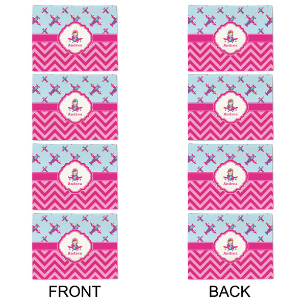 Airplane Theme - for Girls Linen Placemat - APPROVAL Set of 4 (double sided)