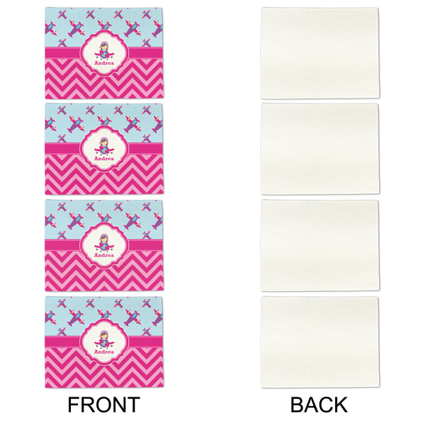 Airplane Theme - for Girls Linen Placemat - APPROVAL Set of 4 (single sided)