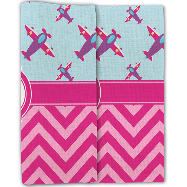 Airplane Theme - for Girls Linen Placemat - Folded Half (double sided)