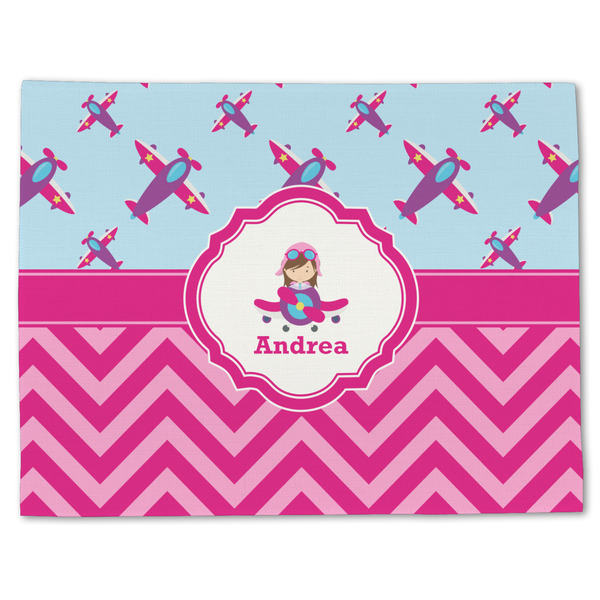 Airplane Theme - for Girls Linen Placemat - Front