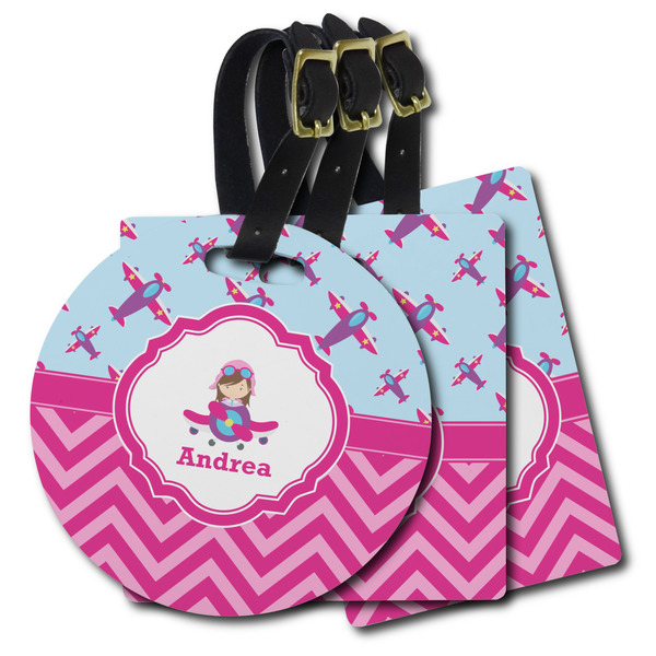 Custom Airplane Theme - for Girls Plastic Luggage Tag (Personalized)