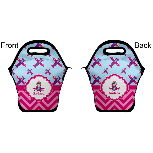 Airplane Theme - for Girls Lunch Bag - Front and Back