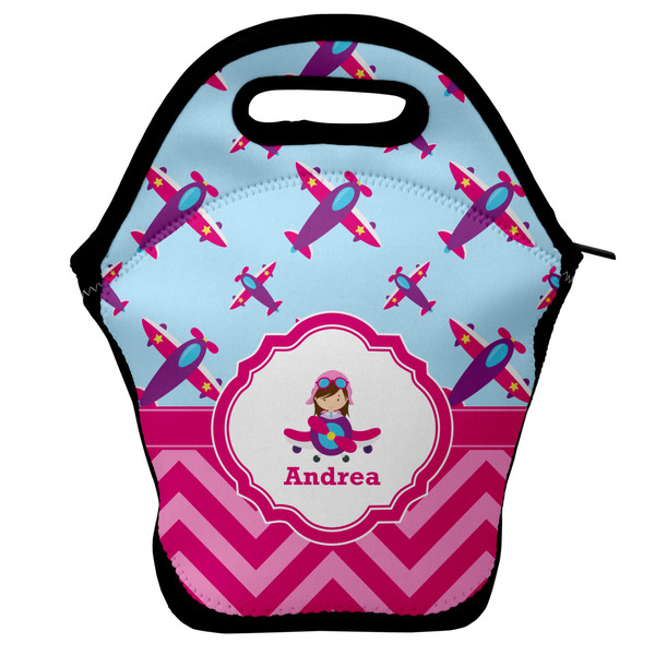 Custom Airplane Theme - for Girls Lunch Bag w/ Name or Text
