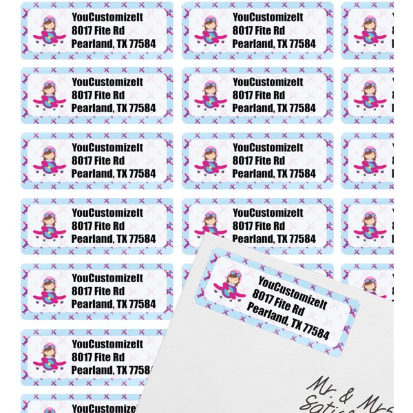 Airplane Theme - for Girls Mailing Label on Envelope - Multiple Labels