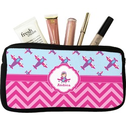 Airplane Theme - for Girls Makeup / Cosmetic Bag - Small (Personalized)