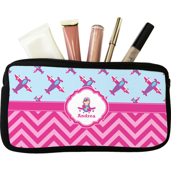 Custom Airplane Theme - for Girls Makeup / Cosmetic Bag (Personalized)