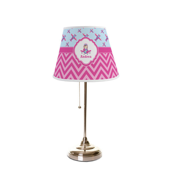 Airplane Theme - for Girls Poly Film Empire Lampshade - On Stand