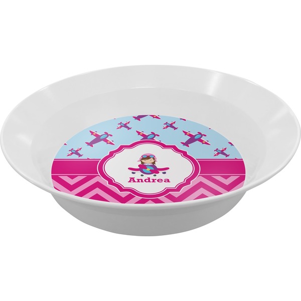 Custom Airplane Theme - for Girls Melamine Bowl (Personalized)