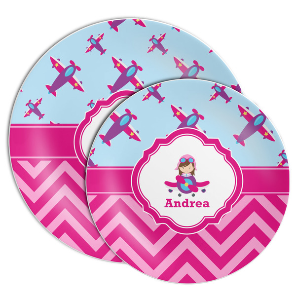 Airplane Theme - for Girls Melamine Plates - PARENT/MAIN