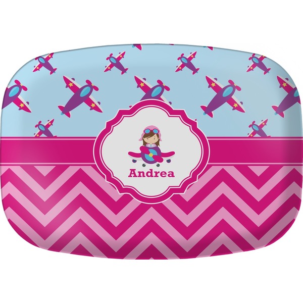 Custom Airplane Theme - for Girls Melamine Platter (Personalized)